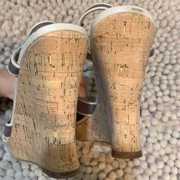 Saks Fifth Avenue open toe wedge shoe - Picture 3 of 7